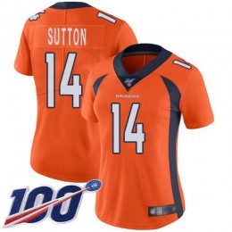 Denver Broncos #14 Courtland Sutton Orange Team Color Women's Stitched NFL 100th Season Vapor Limited Jersey