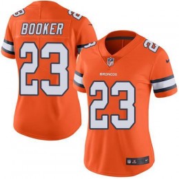 Denver Broncos #23 Devontae Booker Orange Women's Stitched NFL Limited Rush Jersey