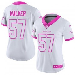 Denver Broncos #57 Demarcus Walker White/Pink Women's Stitched NFL Limited Rush Fashion Jersey