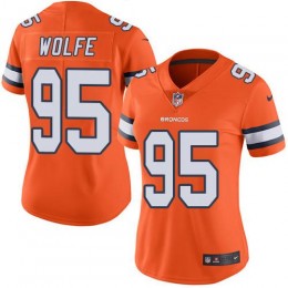 Denver Broncos #95 Derek Wolfe Orange Women's Stitched NFL Limited Rush Jersey