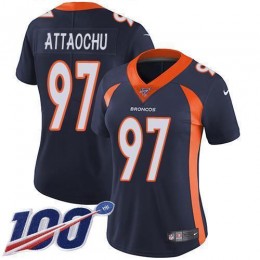 Denver Broncos #97 Jeremiah Attaochu Navy Blue Alternate Women's Stitched NFL 100th Season Vapor Untouchable Limited Jersey