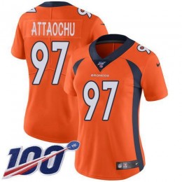 Denver Broncos #97 Jeremiah Attaochu Orange Team Color Women's Stitched NFL 100th Season Vapor Untouchable Limited Jersey