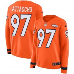 Denver Broncos #97 Jeremiah Attaochu Orange Team Color Women's Stitched NFL Limited Therma Long Sleeve Jersey