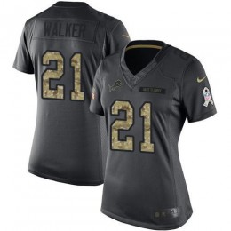 Detroit Lions #21 Tracy Walker Black Women's Stitched NFL Limited 2016 Salute to Service Jersey