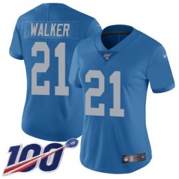 Detroit Lions #21 Tracy Walker Blue Throwback Women's Stitched NFL 100th Season Vapor Untouchable Limited Jersey