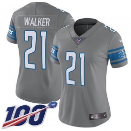 Detroit Lions #21 Tracy Walker Gray Women's Stitched NFL Limited Rush 100th Season Jersey