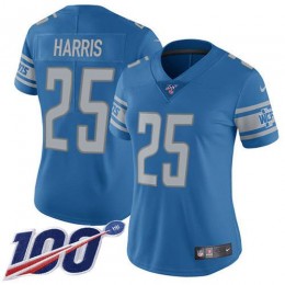 Detroit Lions #25 Will Harris Light Blue Team Color Women's Stitched NFL 100th Season Vapor Untouchable Limited Jersey