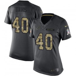 Detroit Lions #40 Jarrad Davis Black Women's Stitched NFL Limited 2016 Salute to Service Jersey