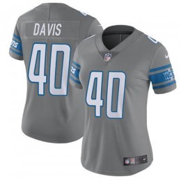 Detroit Lions #40 Jarrad Davis Gray Women's Stitched NFL Limited Rush Jersey