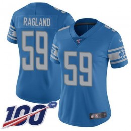 Detroit Lions #59 Reggie Ragland Blue Team Color Women's Stitched NFL 100th Season Vapor Untouchable Limited Jersey