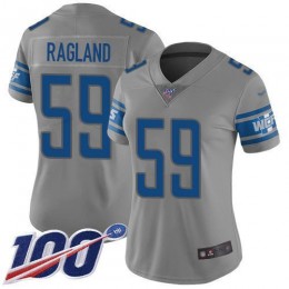 Detroit Lions #59 Reggie Ragland Gray Women's Stitched NFL Limited Inverted Legend 100th Season Jersey