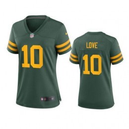 Green Bay Packers #10 Jordan Love Women's Alternate Game Player NFL Jersey-Green