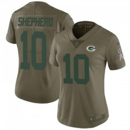 Green Bay Packers #10 Darrius Shepherd Olive Women's Stitched NFL Limited 2017 Salute To Service Jersey