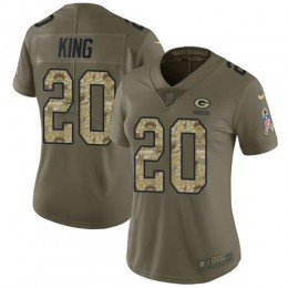 Green Bay Packers #20 Kevin King Olive/Camo Women's Stitched NFL Limited 2017 Salute to Service Jersey
