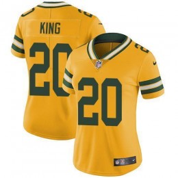 Green Bay Packers #20 Kevin King Yellow Women's Stitched NFL Limited Rush Jersey