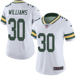 Green Bay Packers #30 Jamaal Williams White Women's Stitched NFL Vapor Untouchable Limited Jersey