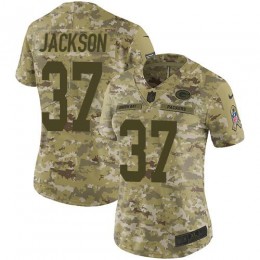 Green Bay Packers #37 Josh Jackson Camo Women's Stitched NFL Limited 2018 Salute to Service Jersey