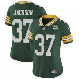 Green Bay Packers #37 Josh Jackson Green Team Color Women's 100th Season Stitched NFL Vapor Untouchable Limited Jersey