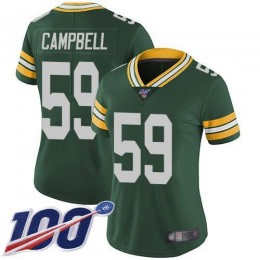 Green Bay Packers #59 De'Vondre Campbell Green Team Color Women's Stitched NFL 100th Season Vapor Untouchable Limited Jersey