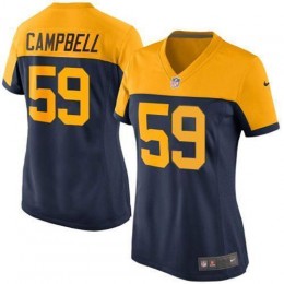 Green Bay Packers #59 De'Vondre Campbell Navy Blue Alternate Women's Stitched NFL Vapor Untouchable Limited Jersey
