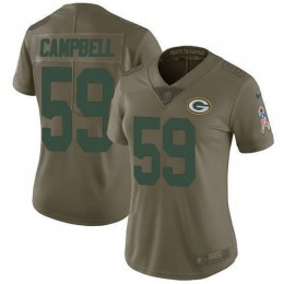 Green Bay Packers #59 De'Vondre Campbell Olive Women's Stitched NFL Limited 2017 Salute To Service Jersey
