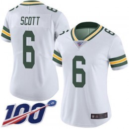 Green Bay Packers #6 JK Scott White Women's Stitched NFL 100th Season Vapor Limited Jersey