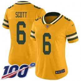 Green Bay Packers #6 JK Scott Yellow Women's Stitched NFL Limited Rush 100th Season Jersey