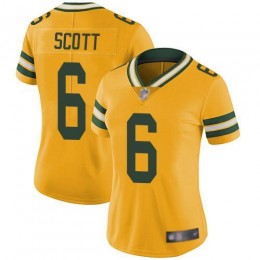 Green Bay Packers #6 JK Scott Yellow Women's Stitched NFL Limited Rush Jersey