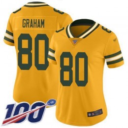 Green Bay Packers #80 Jimmy Graham Gold Women's Stitched NFL Limited Inverted Legend 100th Season Jersey