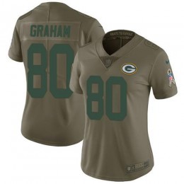 Green Bay Packers #80 Jimmy Graham Olive Women's Stitched NFL Limited 2017 Salute to Service Jersey