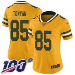 Green Bay Packers #85 Robert Tonyan Gold Women's Stitched NFL Limited Inverted Legend 100th Season Jersey