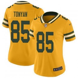 Green Bay Packers #85 Robert Tonyan Gold Women's Stitched NFL Limited Inverted Legend Jersey