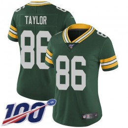 Green Bay Packers #86 Malik Taylor Green Team Color Women's Stitched NFL 100th Season Vapor Untouchable Limited Jersey
