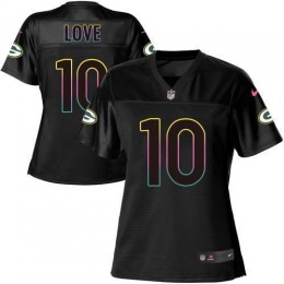 Packers #10 Jordan Love Black Women's NFL Fashion Game Jersey