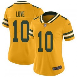Packers #10 Jordan Love Gold Women's Stitched NFL Limited Inverted Legend Jersey