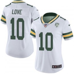 Packers #10 Jordan Love White Women's 100th Season Stitched NFL Vapor Untouchable Limited Jersey