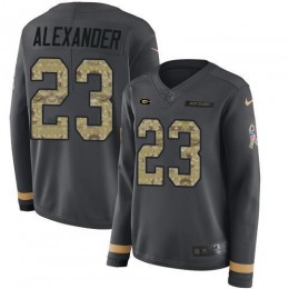 Packers #23 Jaire Alexander Anthracite Salute To Service Women's Stitched NFL Limited Therma Long Sleeve Jersey