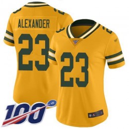 Packers #23 Jaire Alexander Gold Women's Stitched NFL Limited Inverted Legend 100th Season Jersey