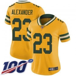 Packers #23 Jaire Alexander Yellow Women's Stitched NFL Limited Rush 100th Season Jersey