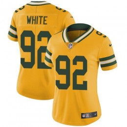 Packers #92 Reggie White Yellow Women's Stitched NFL Limited Rush Jersey
