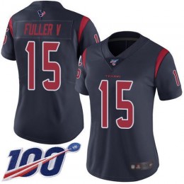 Houston Texans #15 Will Fuller V Navy Blue Women's Stitched NFL Limited Rush 100th Season Jersey