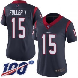 Houston Texans #15 Will Fuller V Navy Blue Team Color Women's Stitched NFL 100th Season Vapor Limited Jersey