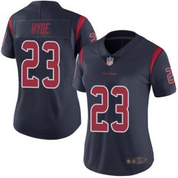 Houston Texans #23 Carlos Hyde Navy Blue Women's Stitched NFL Limited Rush Jersey