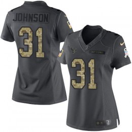 Houston Texans #31 David Johnson Black Women's Stitched NFL Limited 2016 Salute to Service Jersey