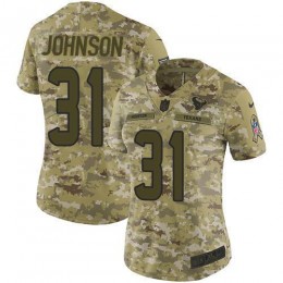 Houston Texans #31 David Johnson Camo Women's Stitched NFL Limited 2018 Salute To Service Jersey