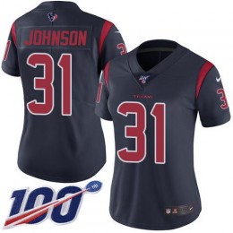 Houston Texans #31 David Johnson Navy Blue Women's Stitched NFL Limited Rush 100th Season Jersey