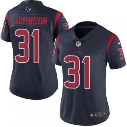 Houston Texans #31 David Johnson Navy Blue Women's Stitched NFL Limited Rush Jersey
