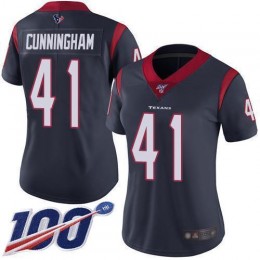 Houston Texans #41 Zach Cunningham Navy Blue Team Color Women's Stitched NFL 100th Season Vapor Limited Jersey