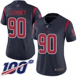 Houston Texans #90 Jadeveon Clowney Navy Blue Women's Stitched NFL Limited Rush 100th Season Jersey