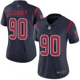 Houston Texans #90 Jadeveon Clowney Navy Blue Women's Stitched NFL Limited Rush Jersey